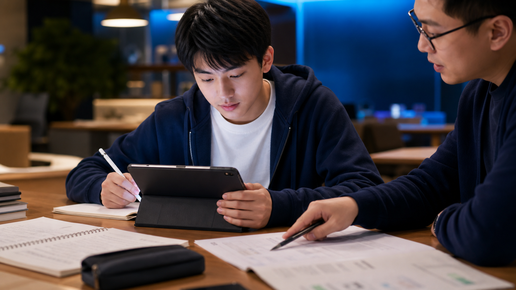 学生在导学老师支持下使用 AI 学习系统